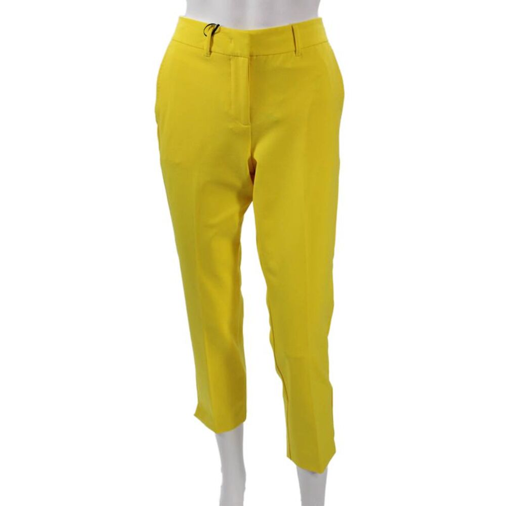 Marella Womens Cropped Pants Yellow Polyester Zip Inseam 26 Size 6